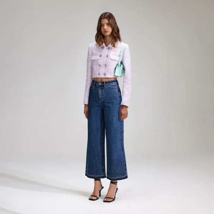 Outerwear Woman SelfPortrait Lilac Boucle Jacket Outerwear Woman SelfPortrait Lilac Boucle Jacket
