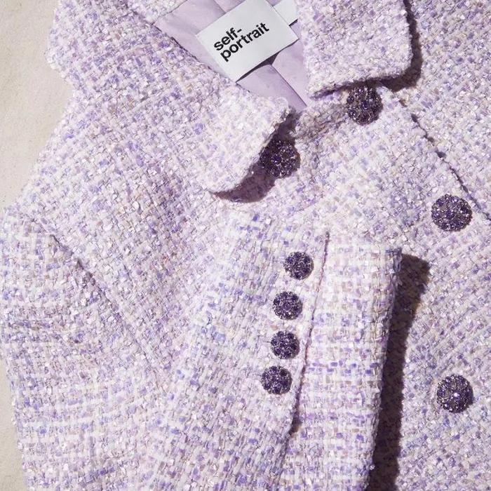 Outerwear Woman SelfPortrait Lilac Boucle Jacket Outerwear Woman SelfPortrait Lilac Boucle Jacket