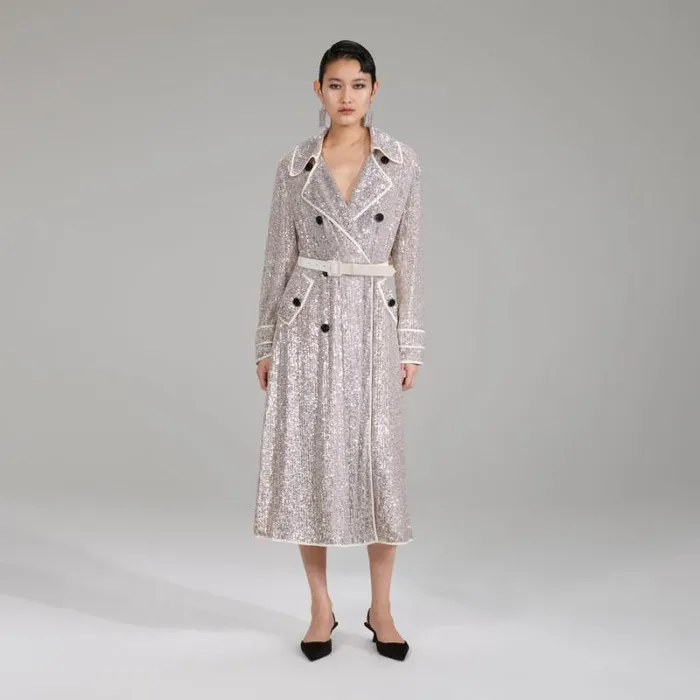 Outerwear Woman SelfPortrait Stretch Sequin Coat