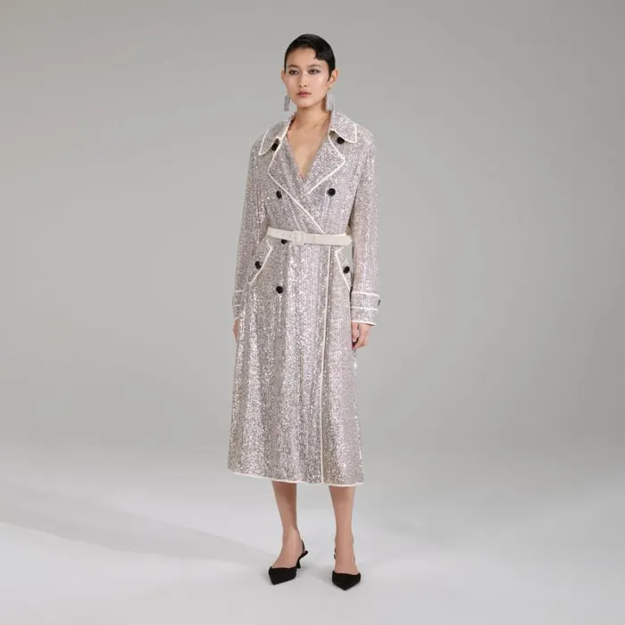 Outerwear Woman SelfPortrait Stretch Sequin Coat