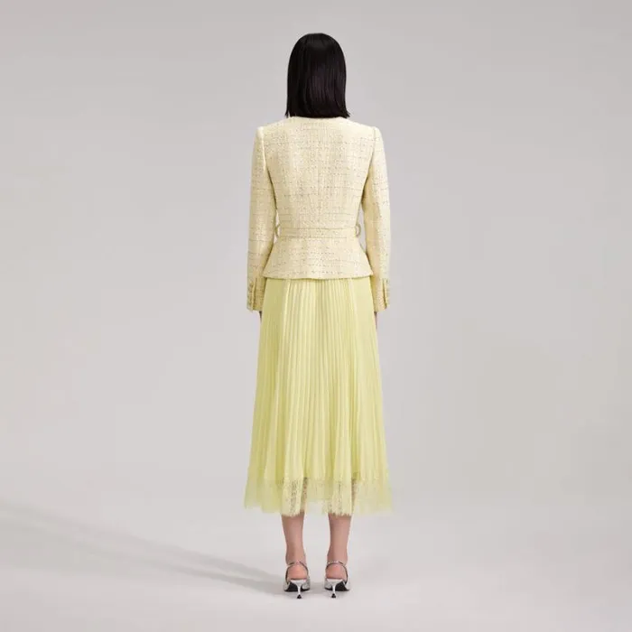 Outerwear Woman SelfPortrait Yellow Boucle Cropped Jacket Outerwear Woman SelfPortrait Yellow Boucle Cropped Jacket