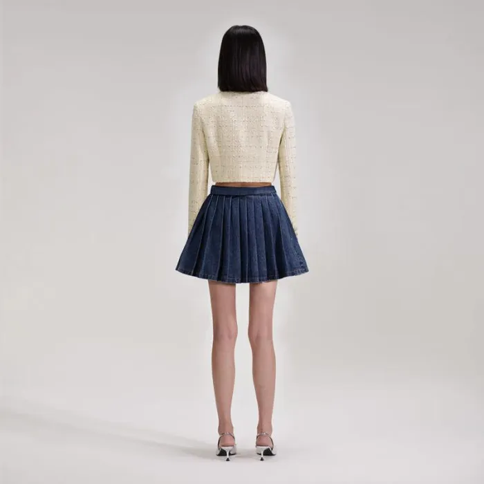 Outerwear Woman SelfPortrait Yellow Boucle Cropped Jacket Outerwear Woman SelfPortrait Yellow Boucle Cropped Jacket