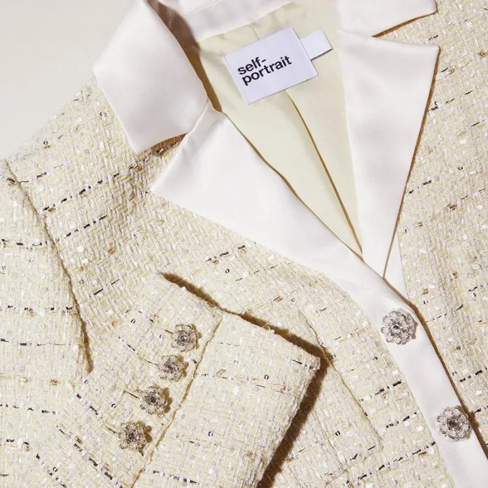 Outerwear Woman SelfPortrait Yellow Boucle Cropped Jacket Outerwear Woman SelfPortrait Yellow Boucle Cropped Jacket