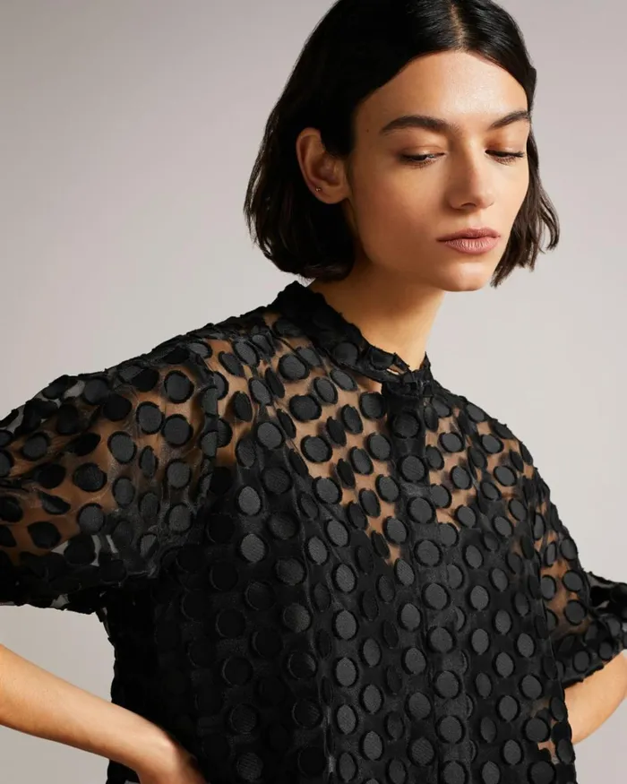 Oversized Shirt Dress With Puff Sleeve Black Women Ted Baker Clothing