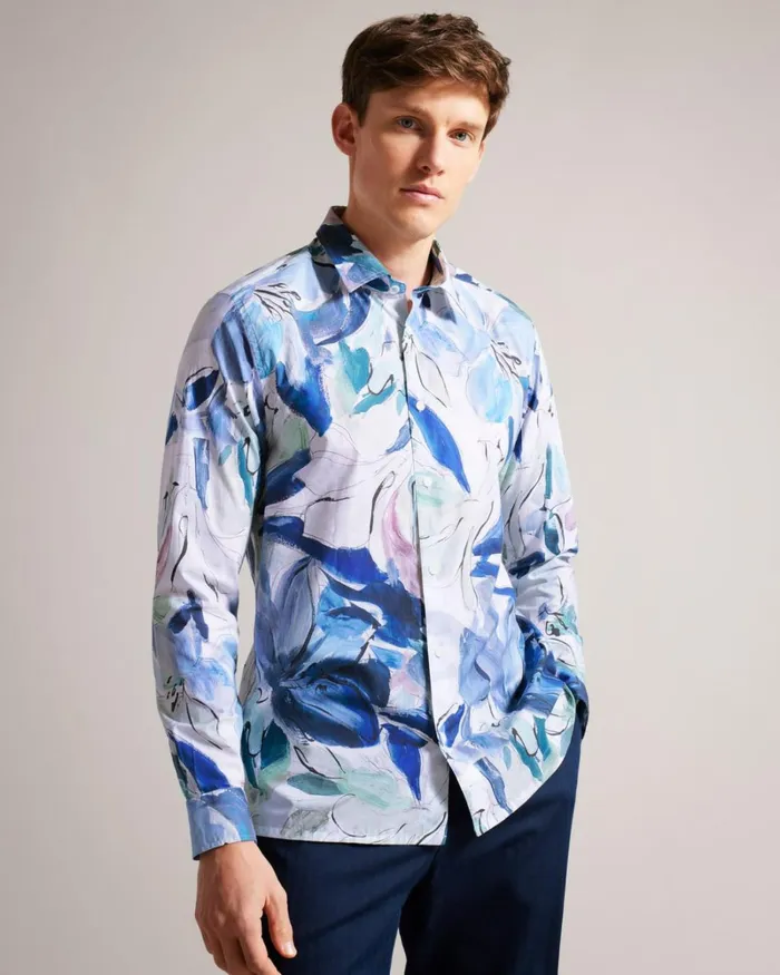Painted Floral Print Shirt Multicolor Men Ted Baker Shirts Painted Floral Print Shirt Multicolor Men Ted Baker Shirts