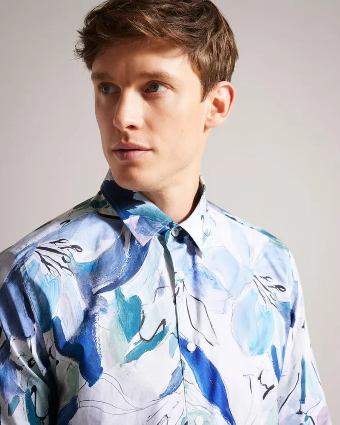 Painted Floral Print Shirt Multicolor Men Ted Baker Shirts Painted Floral Print Shirt Multicolor Men Ted Baker Shirts