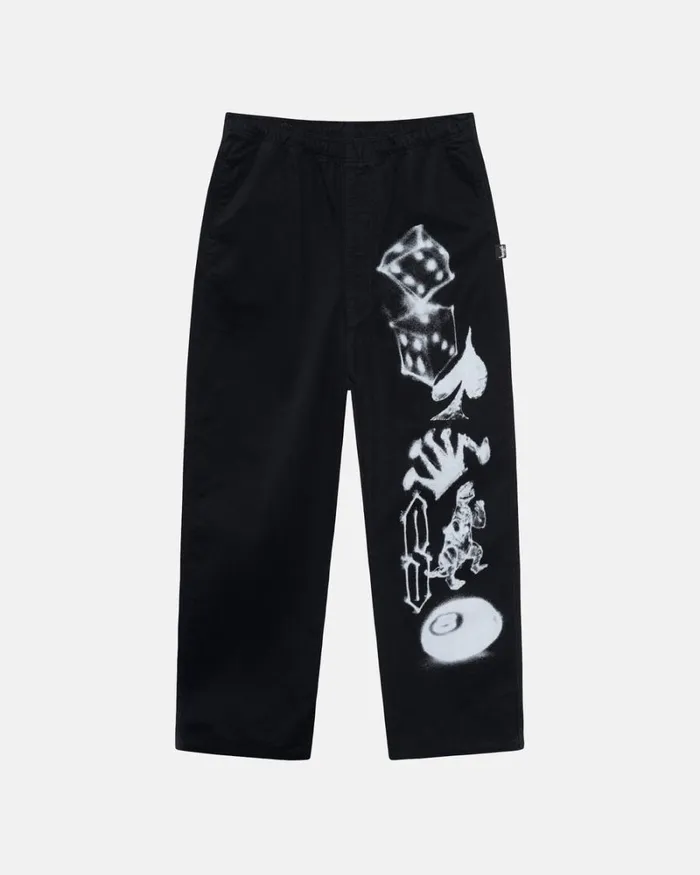 Pants Men Stussy AIRBRUSH ICON BEACH PANT Black
