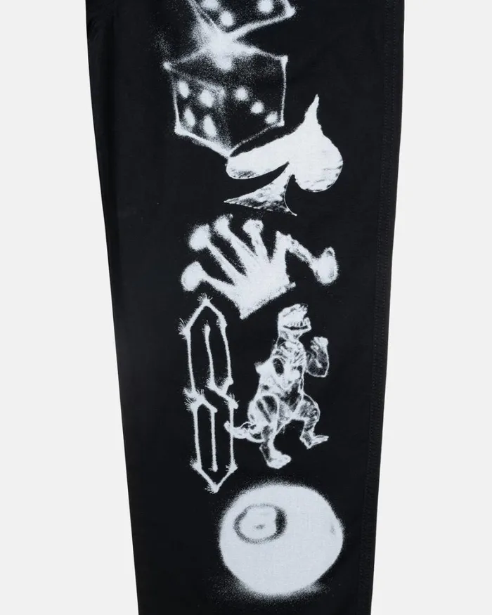 Pants Men Stussy AIRBRUSH ICON BEACH PANT Black Pants Men Stussy AIRBRUSH ICON BEACH PANT Black