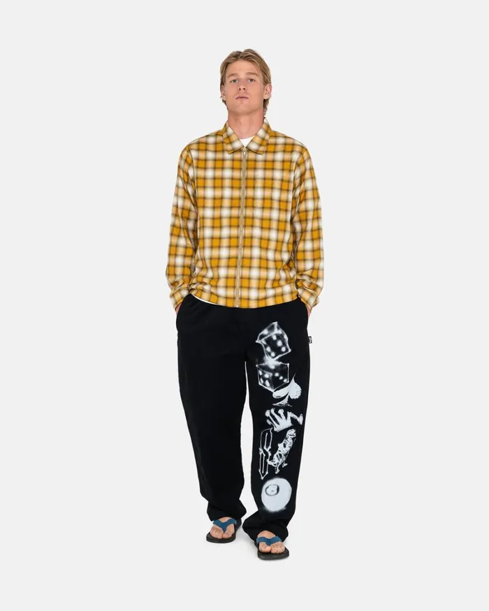 Pants Men Stussy AIRBRUSH ICON BEACH PANT Black Pants Men Stussy AIRBRUSH ICON BEACH PANT Black