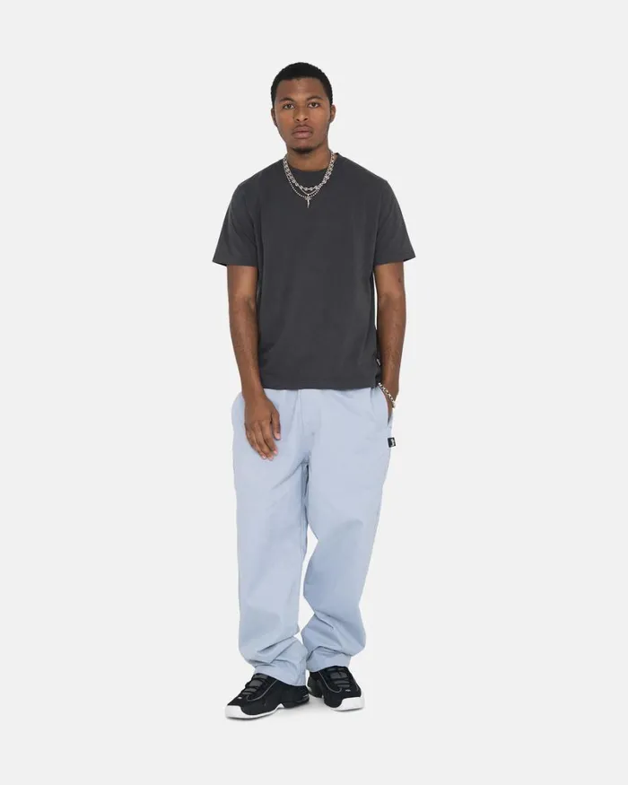 Pants Men Stussy BRUSHED BEACH PANT Dusty Blue Pants Men Stussy BRUSHED BEACH PANT Dusty Blue