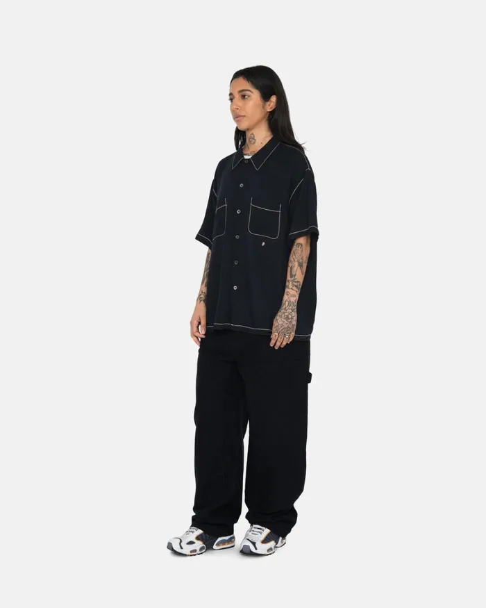 Pants Men Stussy CANVAS WORK PANT Black Pants Men Stussy CANVAS WORK PANT Black
