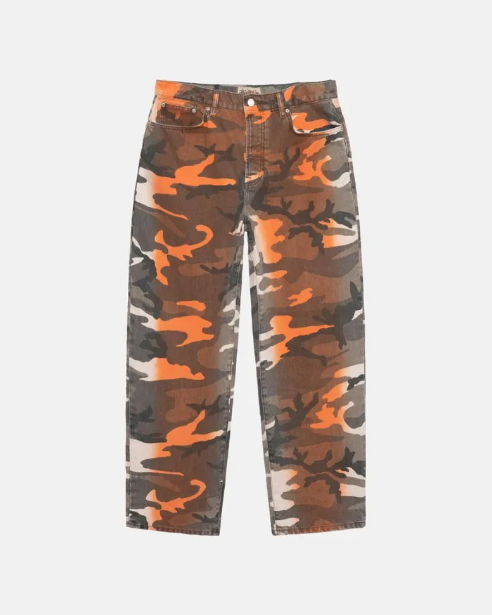 Pants Men Stussy SPRAY DYE BIG OL039 JEANS Orange Camo