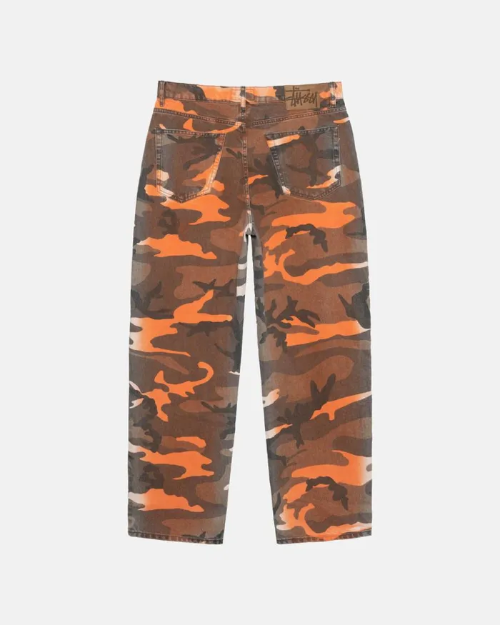 Pants Men Stussy SPRAY DYE BIG OL039 JEANS Orange Camo Pants Men Stussy SPRAY DYE BIG OL039 JEANS Orange Camo
