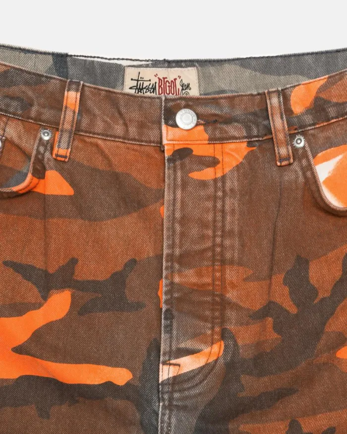 Pants Men Stussy SPRAY DYE BIG OL039 JEANS Orange Camo Pants Men Stussy SPRAY DYE BIG OL039 JEANS Orange Camo