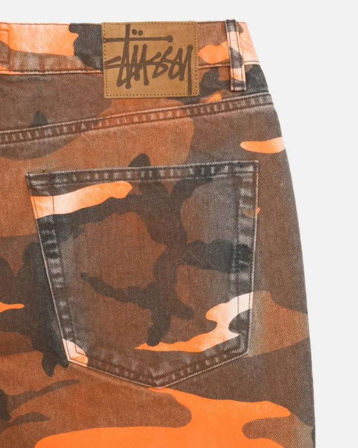 Pants Men Stussy SPRAY DYE BIG OL039 JEANS Orange Camo Pants Men Stussy SPRAY DYE BIG OL039 JEANS Orange Camo