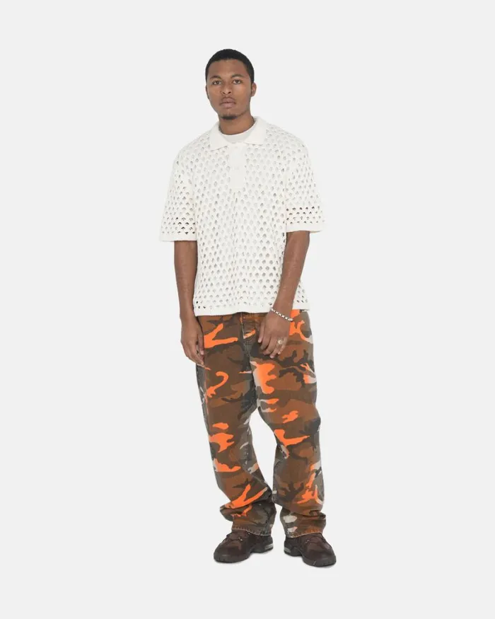 Pants Men Stussy SPRAY DYE BIG OL039 JEANS Orange Camo Pants Men Stussy SPRAY DYE BIG OL039 JEANS Orange Camo