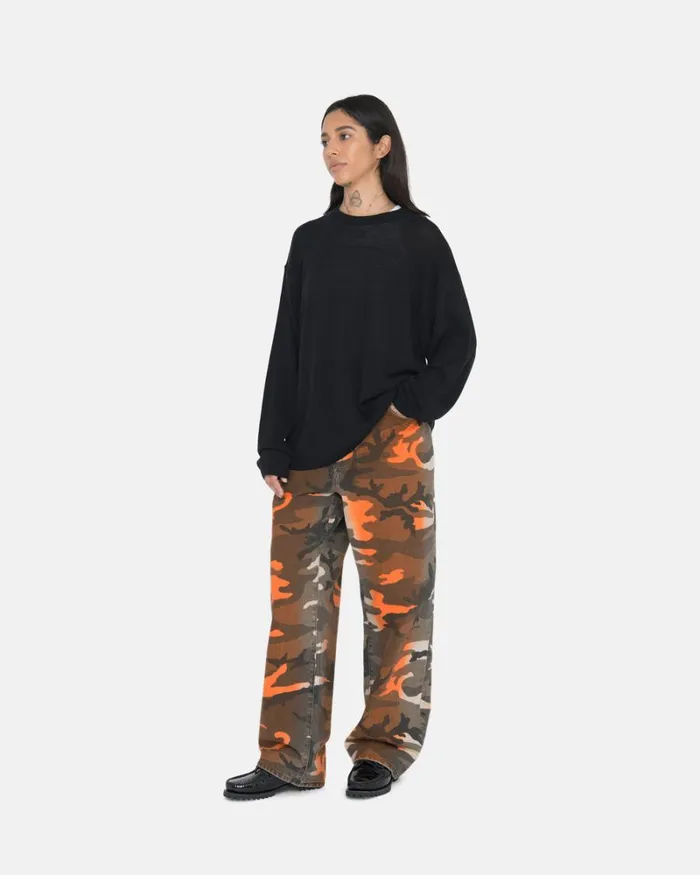 Pants Men Stussy SPRAY DYE BIG OL039 JEANS Orange Camo Pants Men Stussy SPRAY DYE BIG OL039 JEANS Orange Camo