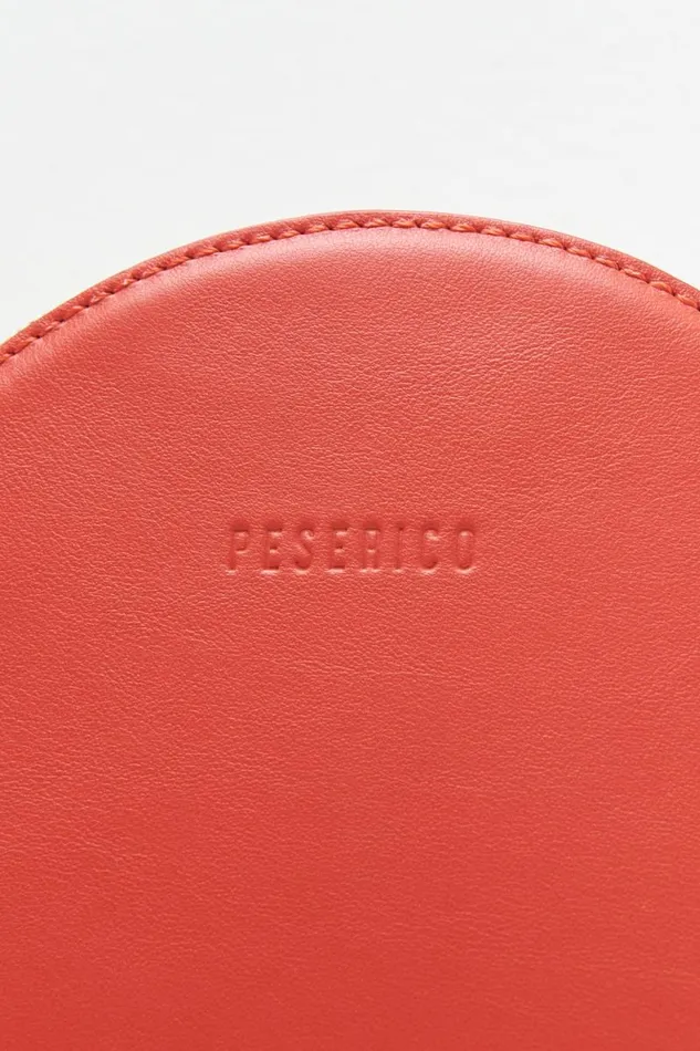 Peserico Bags Woman Round Genuine Leather Bag With Wristband And Shoulder Strap Foliage Red Peserico Bags Woman Round Genuine Leather Bag With Wristband And Shoulder Strap Foliage Red