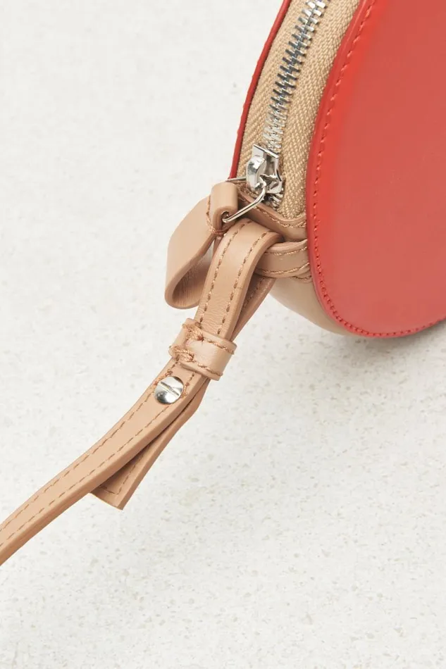 Peserico Bags Woman Round Genuine Leather Bag With Wristband And Shoulder Strap Foliage Red Peserico Bags Woman Round Genuine Leather Bag With Wristband And Shoulder Strap Foliage Red