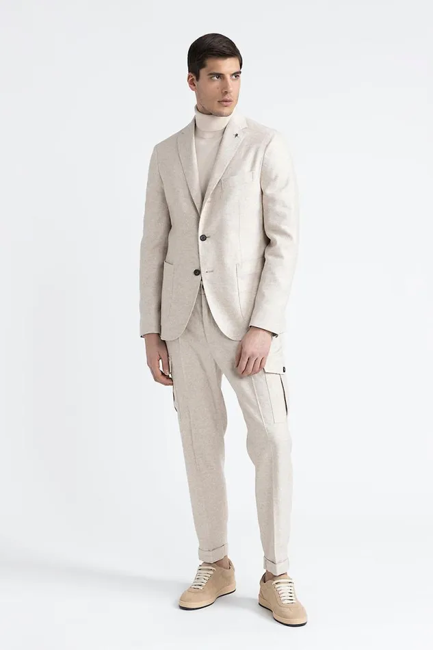 Peserico Blazers Man Wool Silk And Cashmere Tweed SingleBreasted Blazer Beechwood Peserico Blazers Man Wool Silk And Cashmere Tweed SingleBreasted Blazer Beechwood