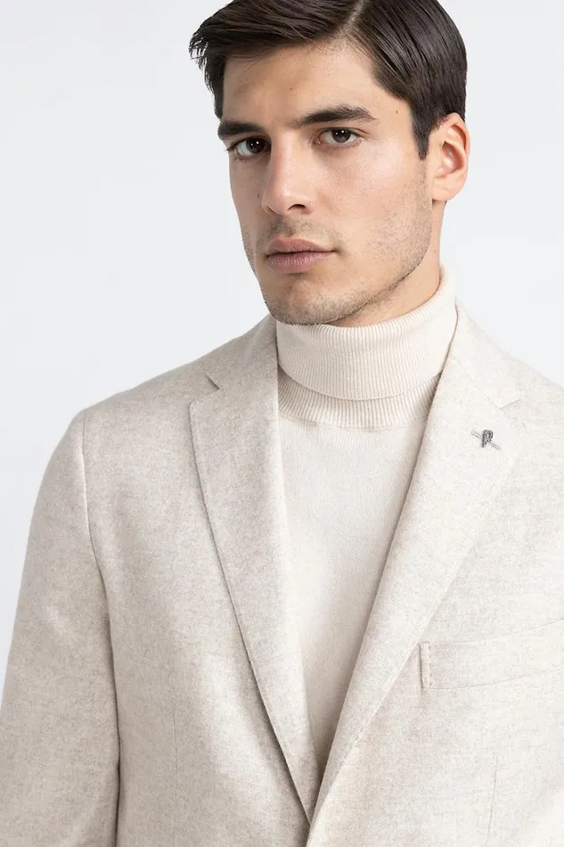 Peserico Blazers Man Wool Silk And Cashmere Tweed SingleBreasted Blazer Beechwood Peserico Blazers Man Wool Silk And Cashmere Tweed SingleBreasted Blazer Beechwood