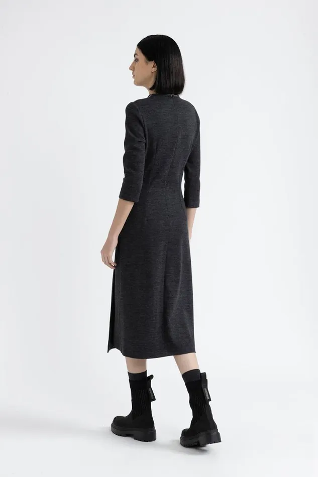Peserico Dresses And Jumpsuits Woman Fluid WoolCotton Jersey Midi Dress Graphite Peserico Dresses And Jumpsuits Woman Fluid WoolCotton Jersey Midi Dress Graphite