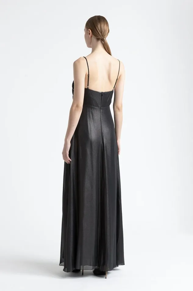 Peserico Dresses And Jumpsuits Woman Laminated Georgette Long Dress Black Peserico Dresses And Jumpsuits Woman Laminated Georgette Long Dress Black