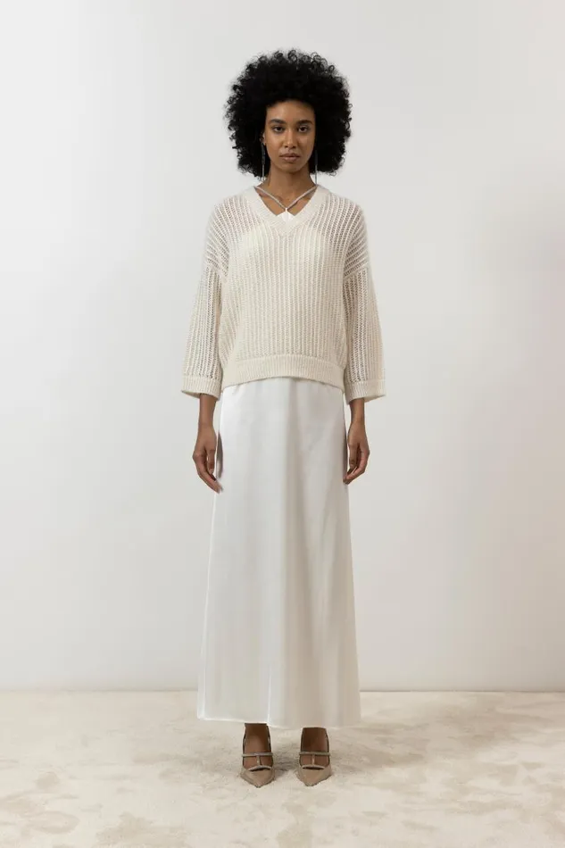 Peserico Dresses And Jumpsuits Woman Long Satin Dress With Straps Natural White Peserico Dresses And Jumpsuits Woman Long Satin Dress With Straps Natural White