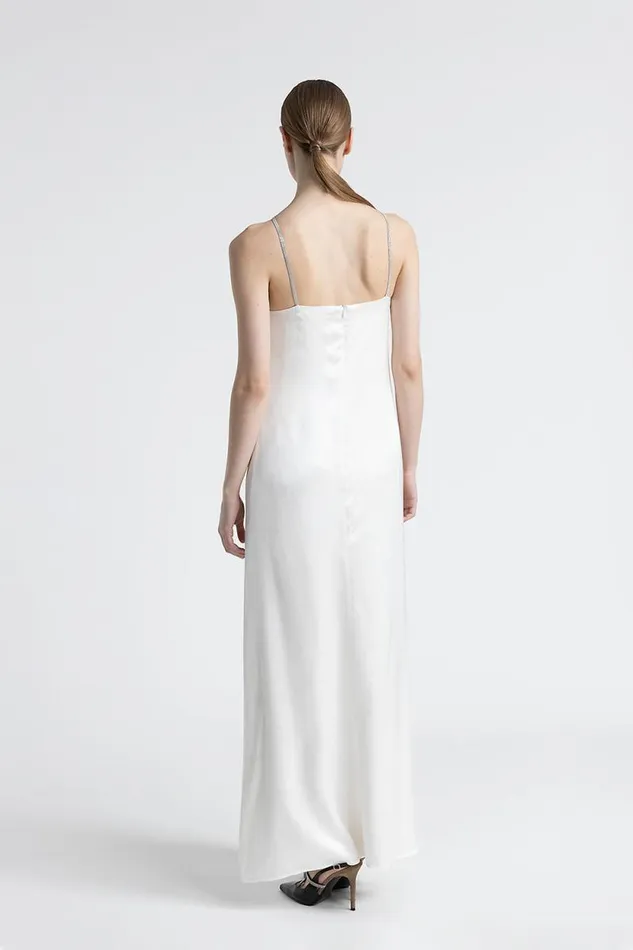 Peserico Dresses And Jumpsuits Woman Long Satin Dress With Straps Natural White Peserico Dresses And Jumpsuits Woman Long Satin Dress With Straps Natural White