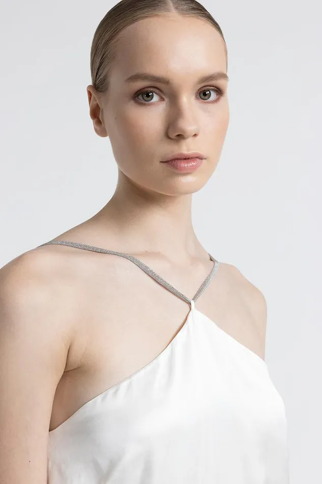 Peserico Dresses And Jumpsuits Woman Long Satin Dress With Straps Natural White Peserico Dresses And Jumpsuits Woman Long Satin Dress With Straps Natural White