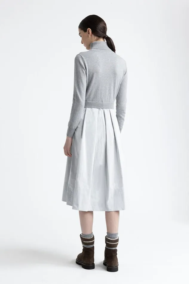 Peserico Dresses And Jumpsuits Woman Wool Silk Cashmere Lurex And Taffeta Dress Granite Peserico Dresses And Jumpsuits Woman Wool Silk Cashmere Lurex And Taffeta Dress Granite