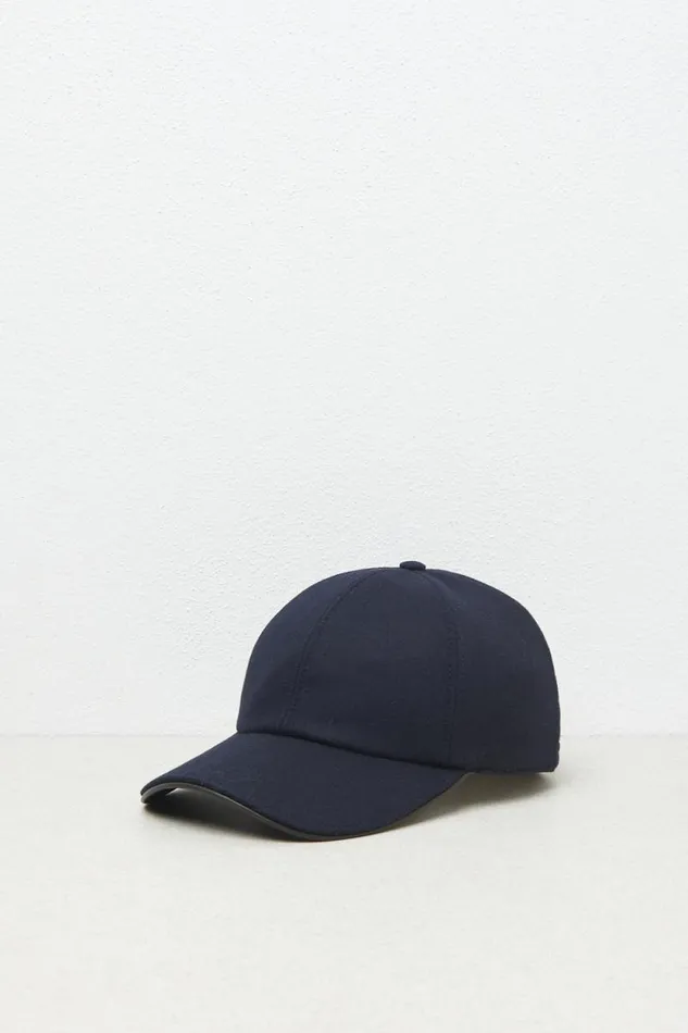 Peserico Hats And Caps Man Cashmere Blend Baseball Cap Inkwell Blue