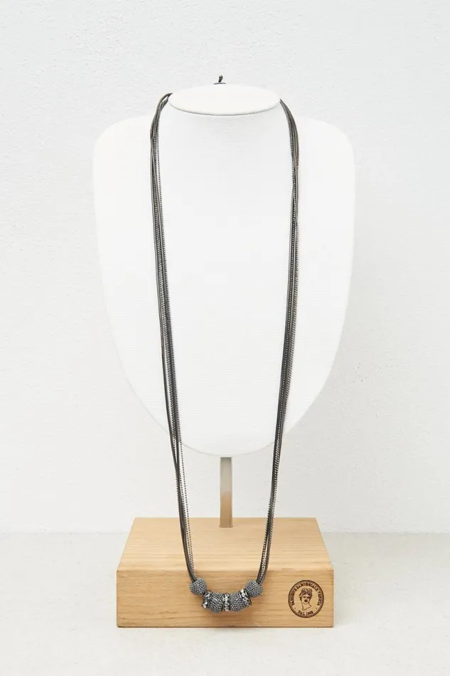 Peserico Jewelry Woman Long Necklace With Balls Graphite