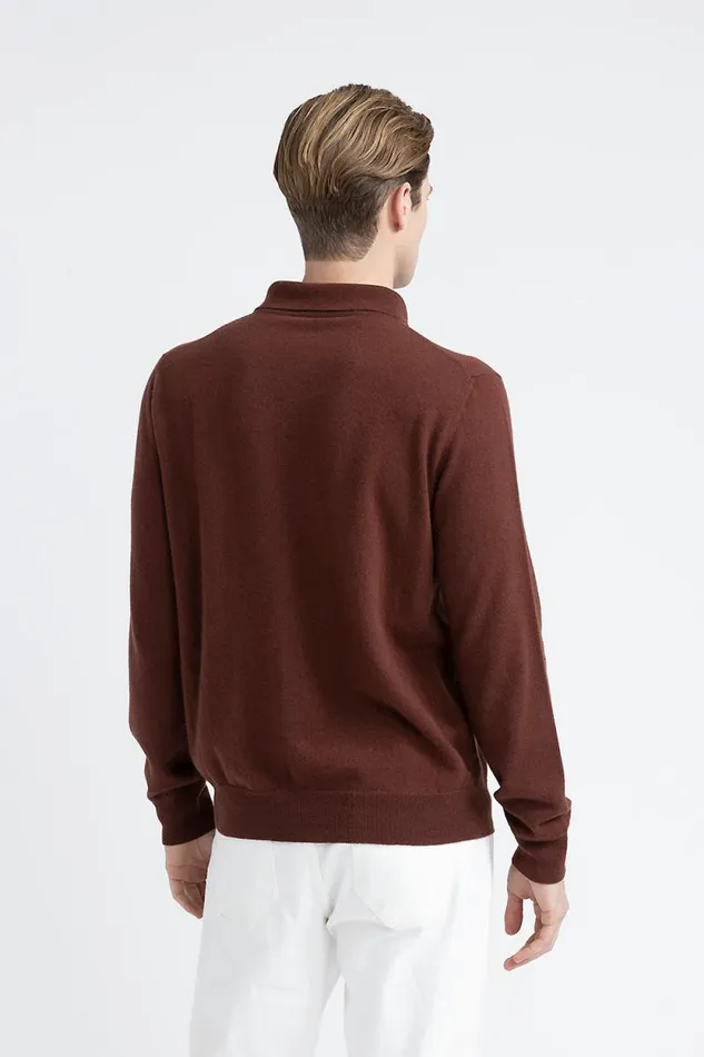 Peserico Knitwear Man Merino Wool And Cashmere Cardigan Mahogany Peserico Knitwear Man Merino Wool And Cashmere Cardigan Mahogany