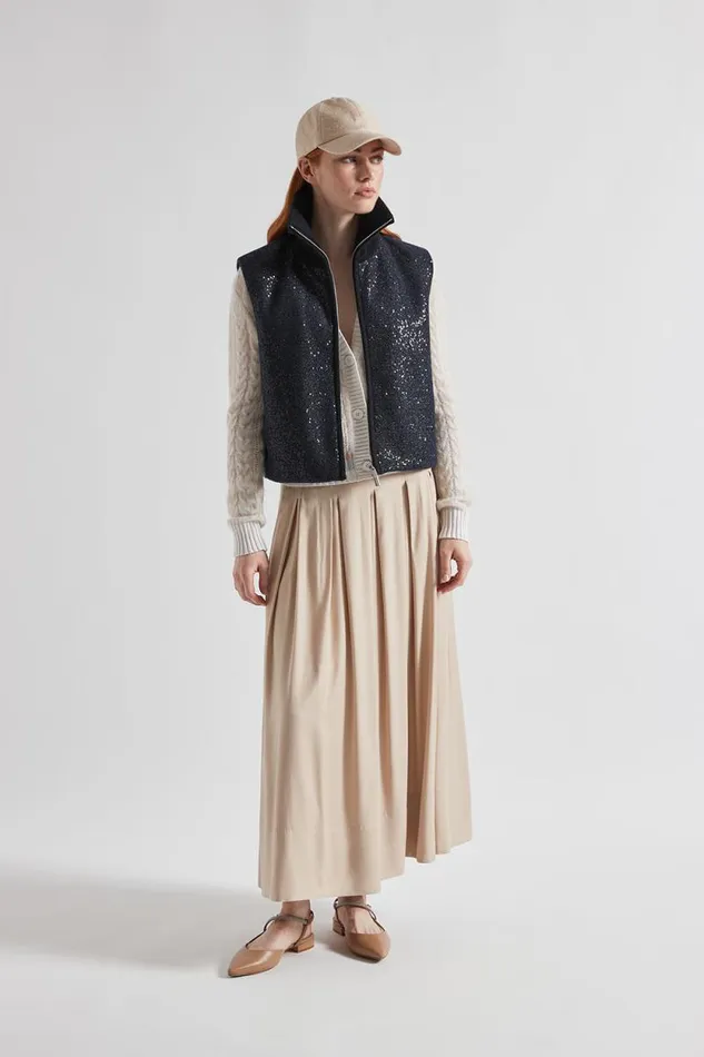 Peserico Knitwear Woman Merino Wool Alpaca And Lurex Cardigan With Plaited Stitch Crew Neck Natural White Peserico Knitwear Woman Merino Wool Alpaca And Lurex Cardigan With Plaited Stitch Crew Neck Natural White