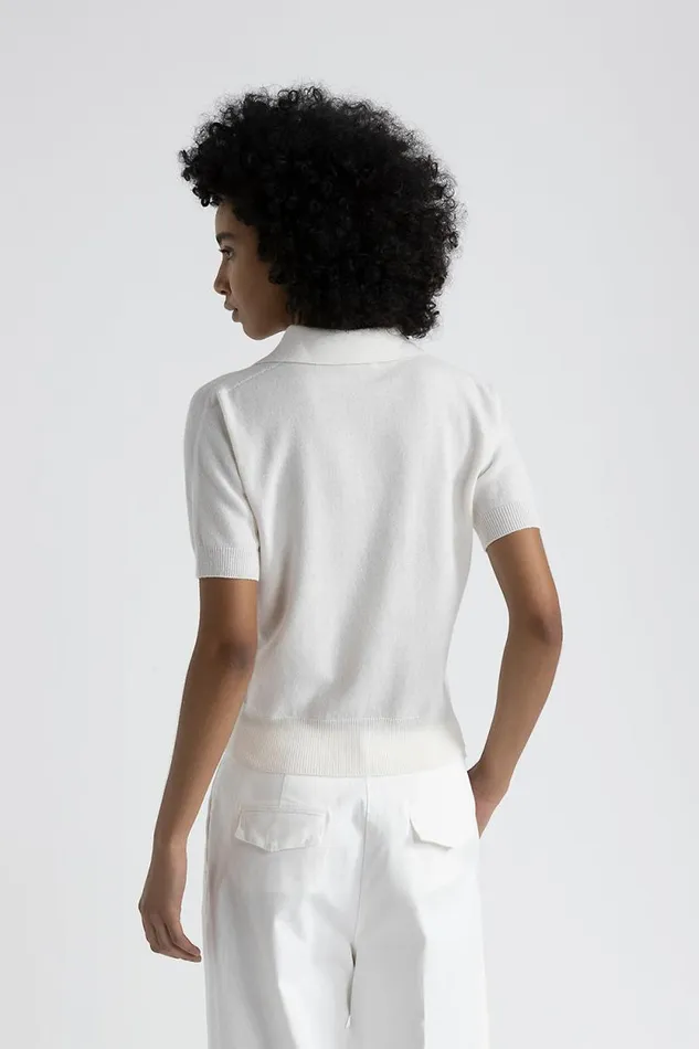 Peserico Knitwear Woman Polo Neck Sweater In Pure Cashmere Natural White Peserico Knitwear Woman Polo Neck Sweater In Pure Cashmere Natural White