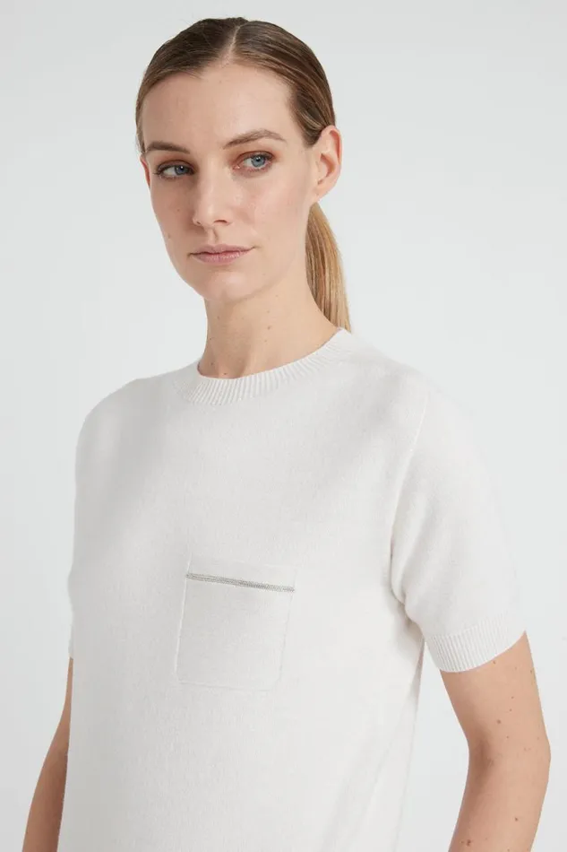 Peserico Knitwear Woman Pure Cashmere ShortSleeved Sweater Natural White Peserico Knitwear Woman Pure Cashmere ShortSleeved Sweater Natural White