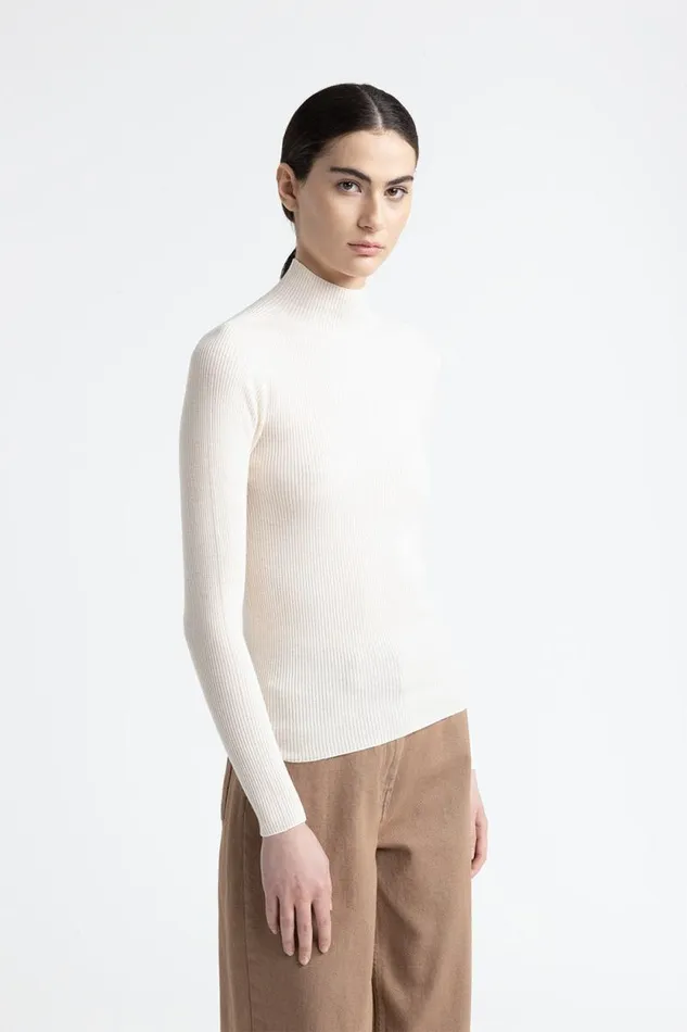 Peserico Knitwear Woman Pure New Wool High Neck Sweater Hornbeam