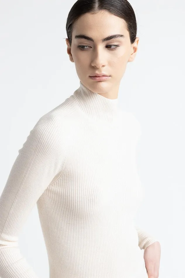 Peserico Knitwear Woman Pure New Wool High Neck Sweater Hornbeam Peserico Knitwear Woman Pure New Wool High Neck Sweater Hornbeam