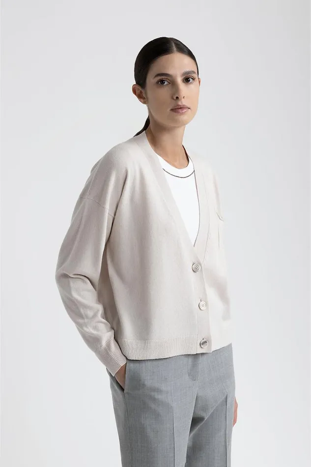 Peserico Knitwear Woman Wool Silk And Cashmere Knit Dress Pearl Beige