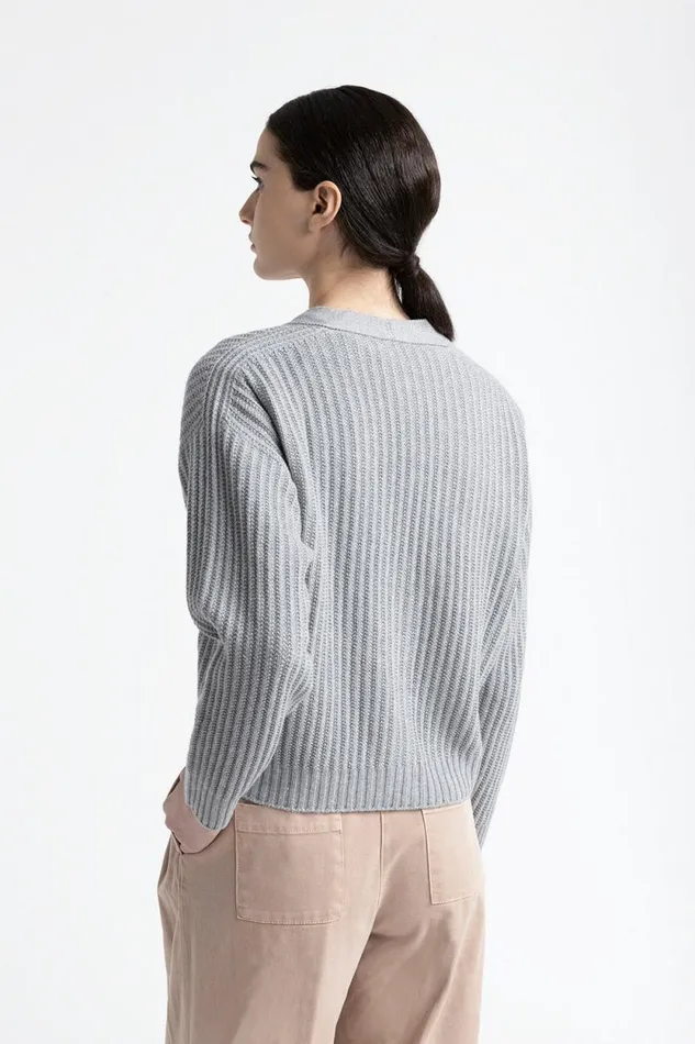 Peserico Knitwear Woman Wool Silk Cashmere And Lurex Cardigan Granite Peserico Knitwear Woman Wool Silk Cashmere And Lurex Cardigan Granite