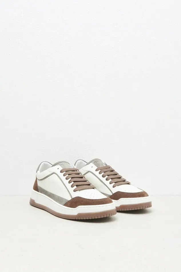 Peserico Man Real Leather Sneakers Chestnut