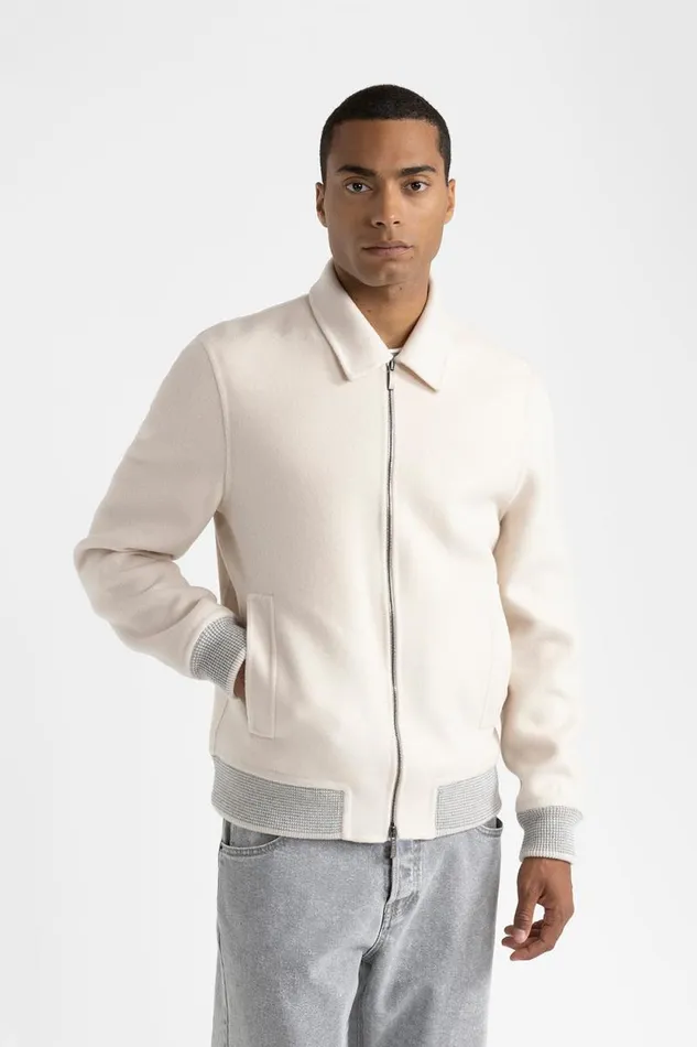 Peserico Outerwear Man DoubleFace Wool And Cashmere Jacket Barley