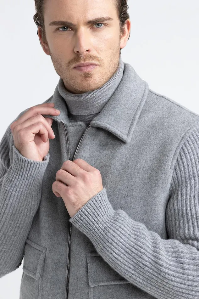 Peserico Outerwear Man DoubleFace Wool And Cashmere Jacket Granite Peserico Outerwear Man DoubleFace Wool And Cashmere Jacket Granite