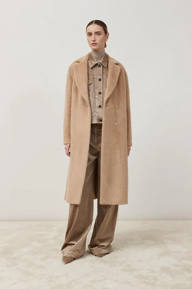 Peserico Outerwear Woman Alpaca And Wool DoubleBreasted Coat Camel Peserico Outerwear Woman Alpaca And Wool DoubleBreasted Coat Camel