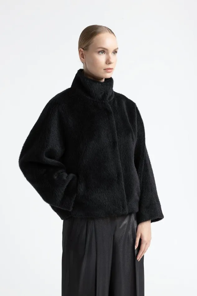Peserico Outerwear Woman Alpaca And Wool DoubleBreasted Jacket Black
