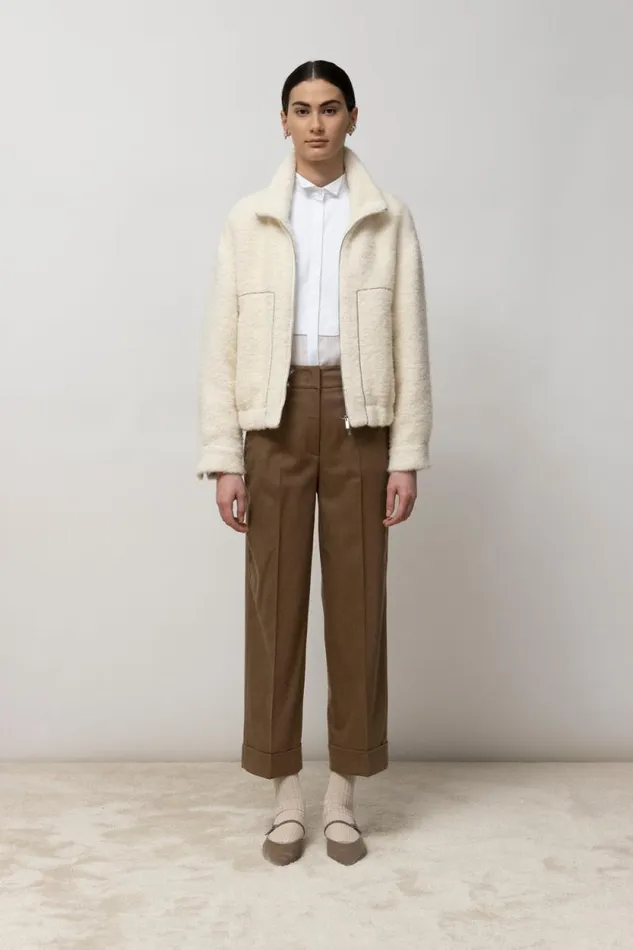 Peserico Outerwear Woman Boucl Wool And Alpaca Jacket Natural White Peserico Outerwear Woman Boucl Wool And Alpaca Jacket Natural White