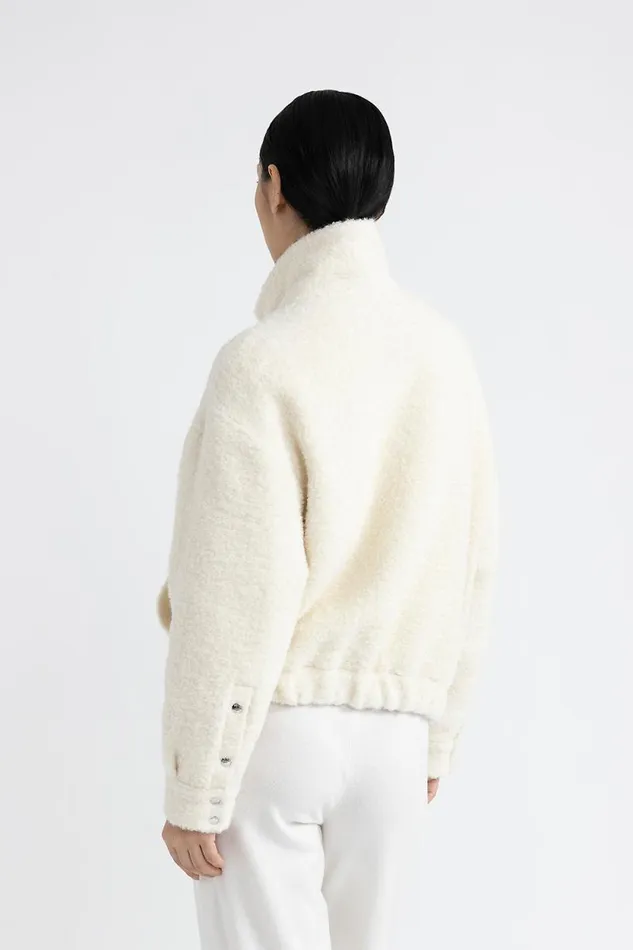 Peserico Outerwear Woman Boucl Wool And Alpaca Jacket Natural White Peserico Outerwear Woman Boucl Wool And Alpaca Jacket Natural White