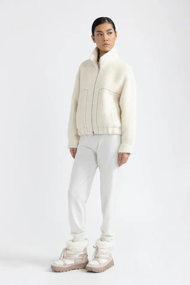 Peserico Outerwear Woman Boucl Wool And Alpaca Jacket Natural White Peserico Outerwear Woman Boucl Wool And Alpaca Jacket Natural White