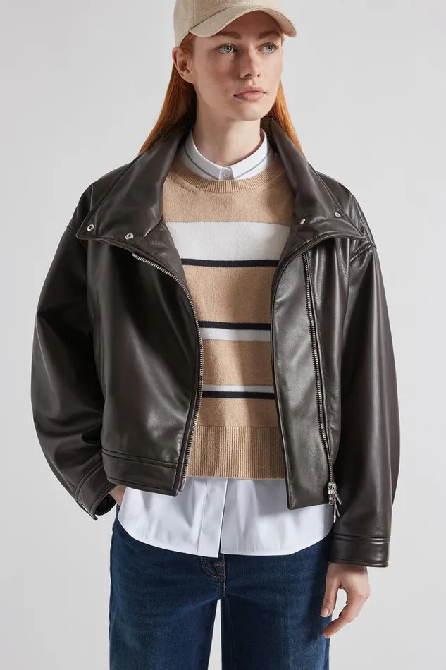 Peserico Outerwear Woman Genuine Leather DoubleBreasted Jacket Peserico Outerwear Woman Genuine Leather DoubleBreasted Jacket